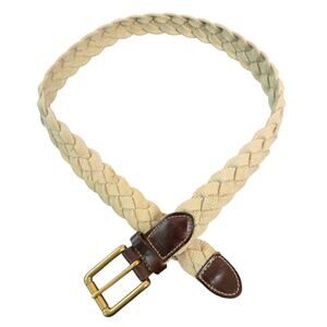 Vintage GAP Braided Canvas & Leather Belt Size 32 Brass Buckle USA Made Unisex